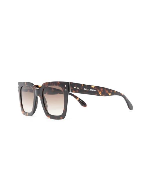 Isabel Marant Brown Tortoiseshell Square Frame Oversized Sunglasses