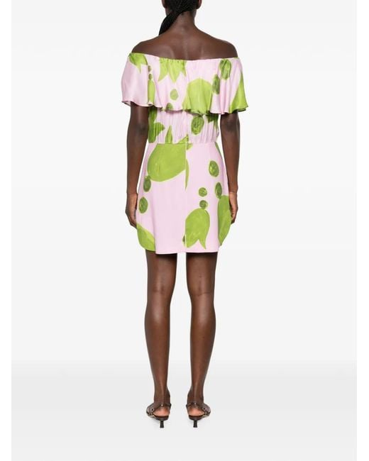 Themis Z Pink Eudora Ruffled Off-The-Shoulder Mini Dress