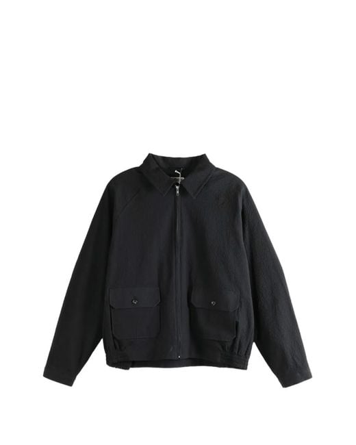 Bode Black Veste Bomber Seersucker Coach's for men