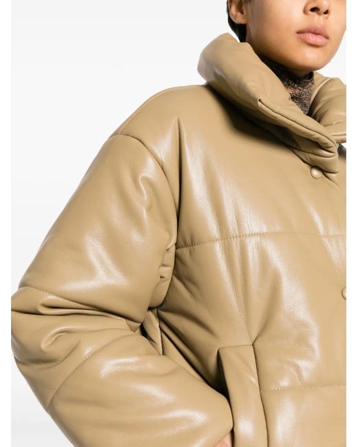 Nanushka Natural Faux-Leather Puffer Jacket