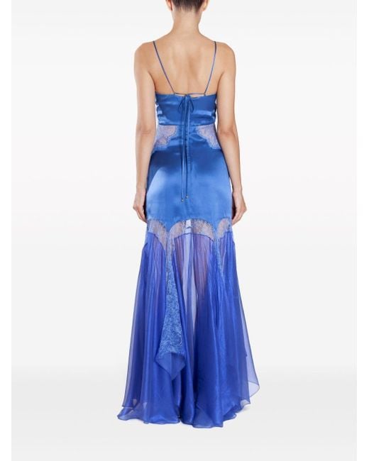 Maria Lucia Hohan Blue Issa Lace Satin Gown