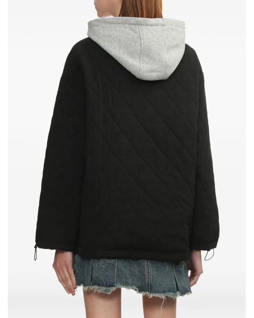 Mini Cream Black Hooded Quilted Jacket