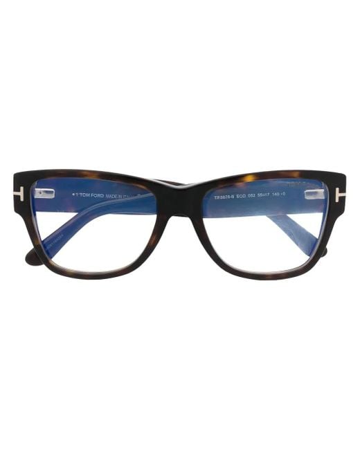 Tom Ford Blue Logo-Arm Tortoiseshell Glasses