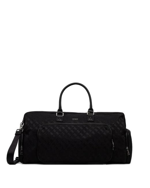 Guess Black Boston Monogram-Print Holdall Bag for men
