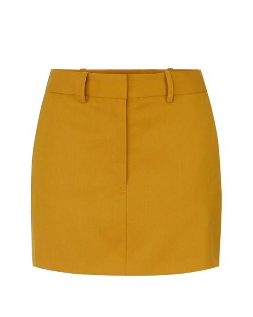 Elisabetta Franchi Yellow Gabardine Skirt