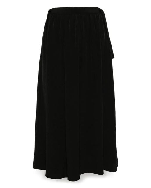 Yohji Yamamoto Black Gathered Crepe De Chine Trousers