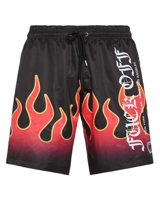 Philipp Plein Red Swim Boxer Flame for men