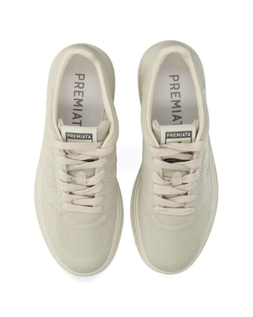 Premiata White Quinnd Mesh-Knit Sneakers
