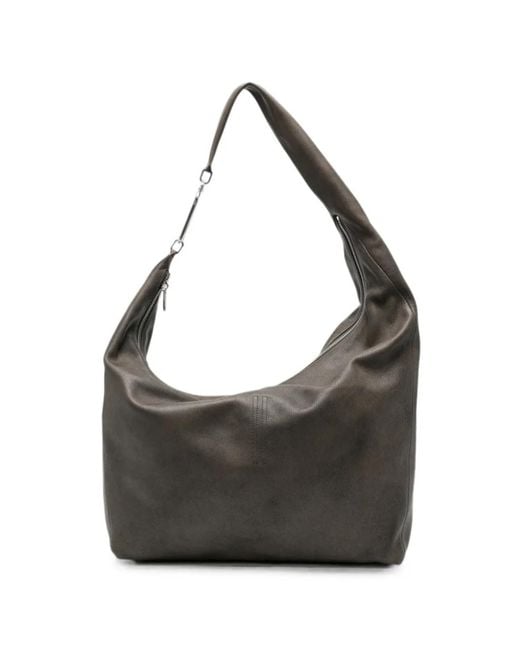 Rick Owens Black Gemini Oversized Grained-Leather Shoulder Bag