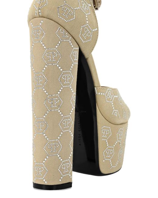 Philipp Plein White Platform Monogram Sandals