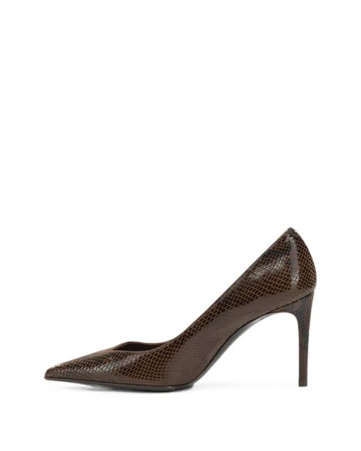 Sergio Levantesi Brown Snakeskin-Effect Pointed-Toe Pumps