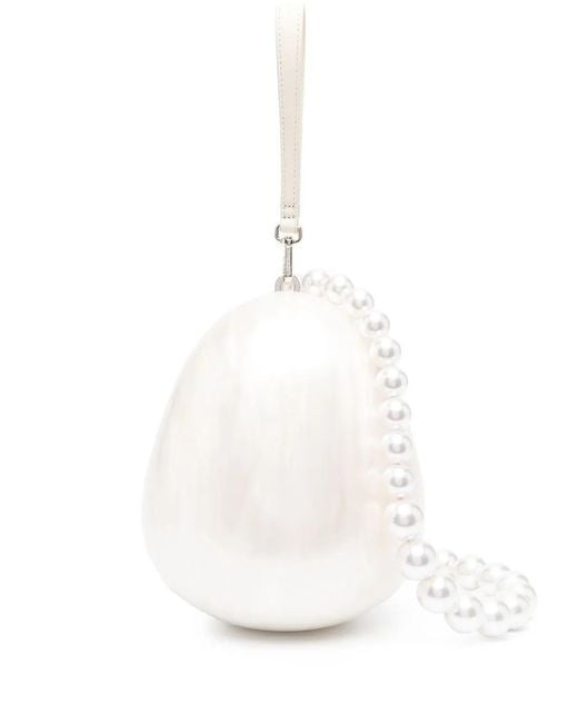 Borsa Tote Egg Con Perle di Simone Rocha in White