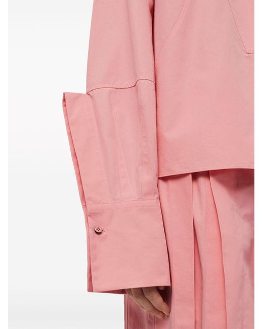 Jil Sander Pink Band-collar Cotton-poplin Shirt