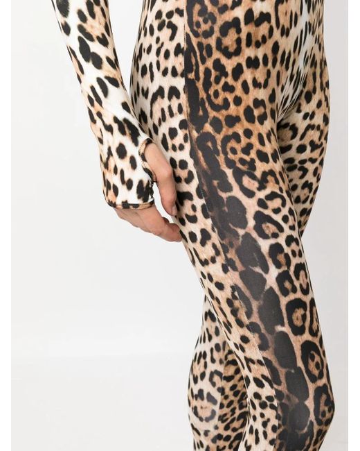 Roberto Cavalli Natural Leopard-Print Jumpsuit
