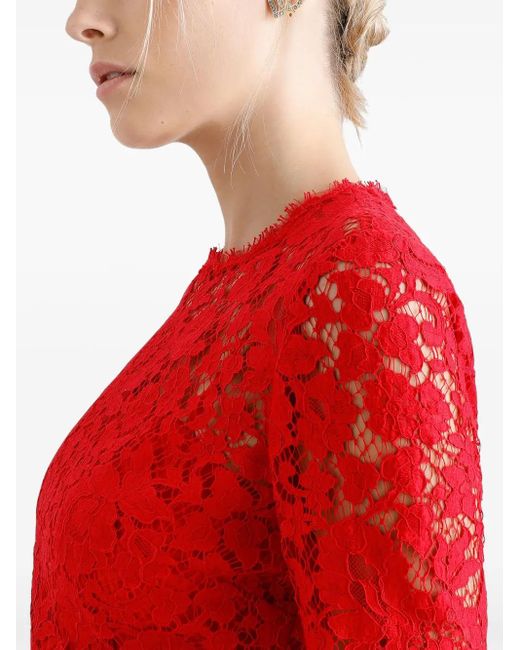 Dolce & Gabbana レース ミニドレス Red