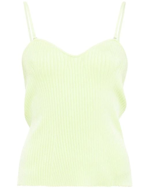 Emporio Armani Yellow Sweetheart-Neck Ribbed Tank Top