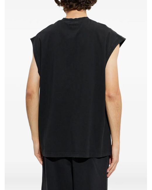 Vetements Black Graphic-Print Sleeveless T-Shirt for men