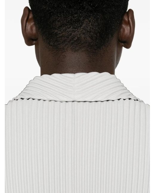 Homme Plissé Issey Miyake Gray Pleated Notched-Lapel Blazer for men