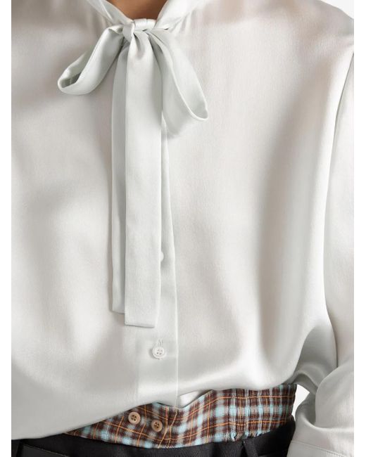 Camicia Con Fiocco di Prada in White