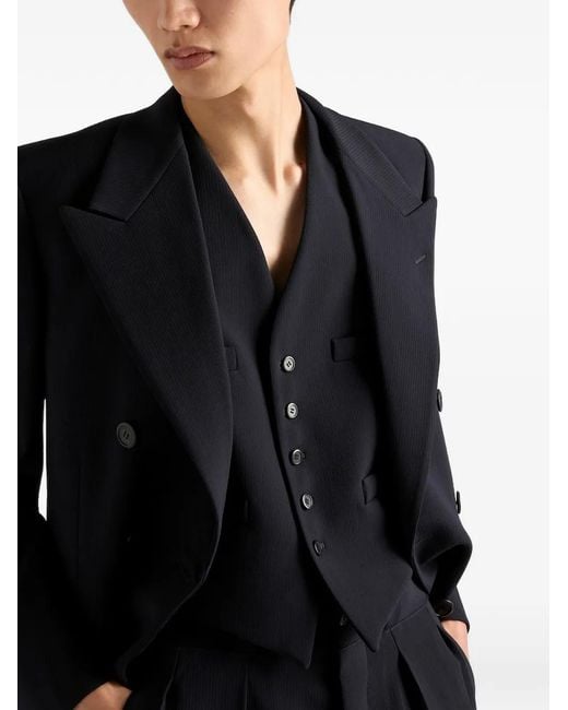 Prada Blue Single-Breasted Wool Vest for men
