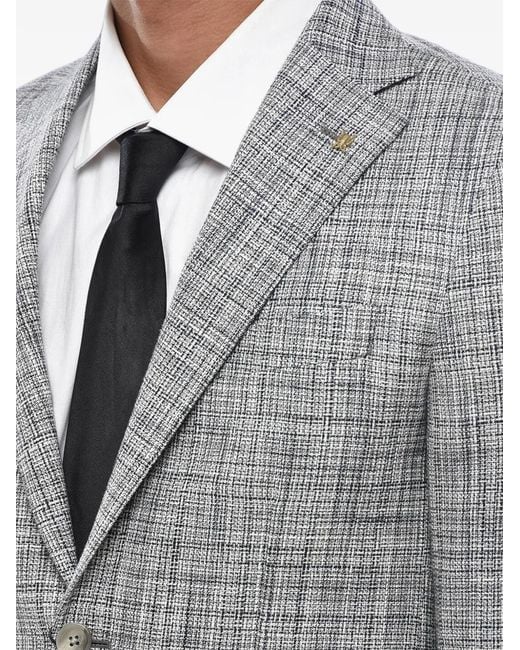 Corneliani Gray Single-Breasted Tweed Blazer for men