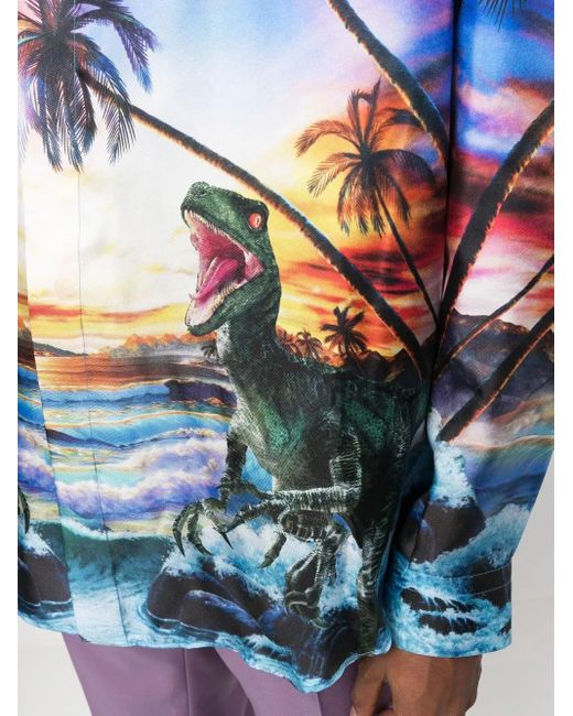Philipp Plein Blue Hawaii Printed Shirt for men
