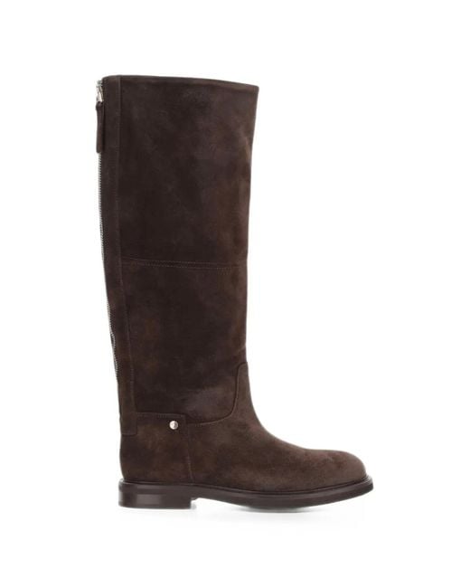 Poeve Brown Eve Suede Rear-Zip Boots