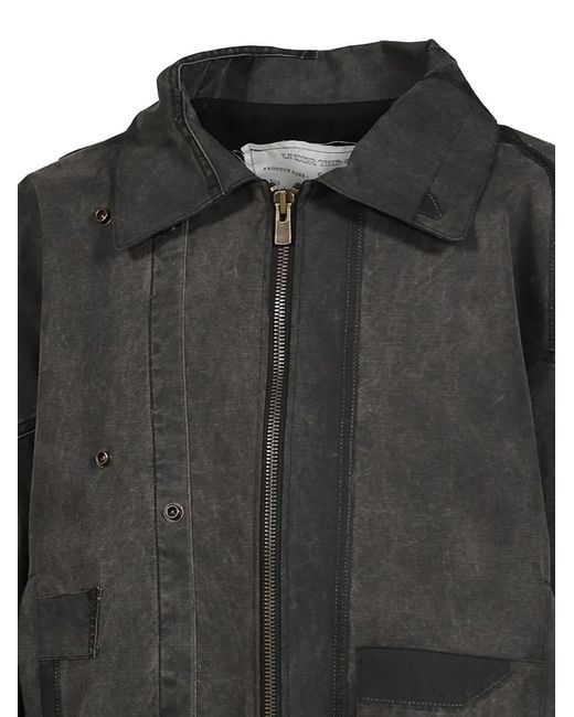 UNDER THE SIGN Black Patchwork Waxed Cotton Jacket for men
