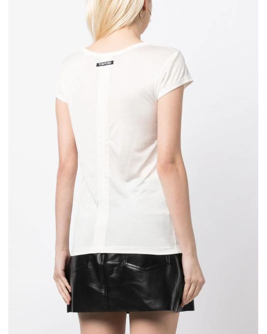 Tom Ford ロゴ シルクtシャツ White