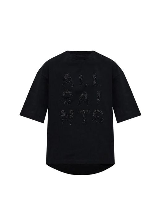 AllSaints Black Stacks Amelie Bead-Embellished T-Shirt