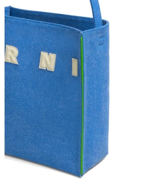 Bolso shopper con parche del logo Marni de color Blue