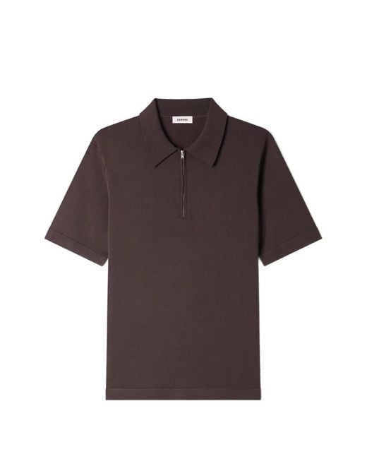 Sandro Brown Zip-Fastening Polo Shirt for men