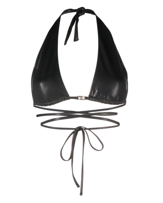 Top bikini a triangolo Greca di Versace in Black
