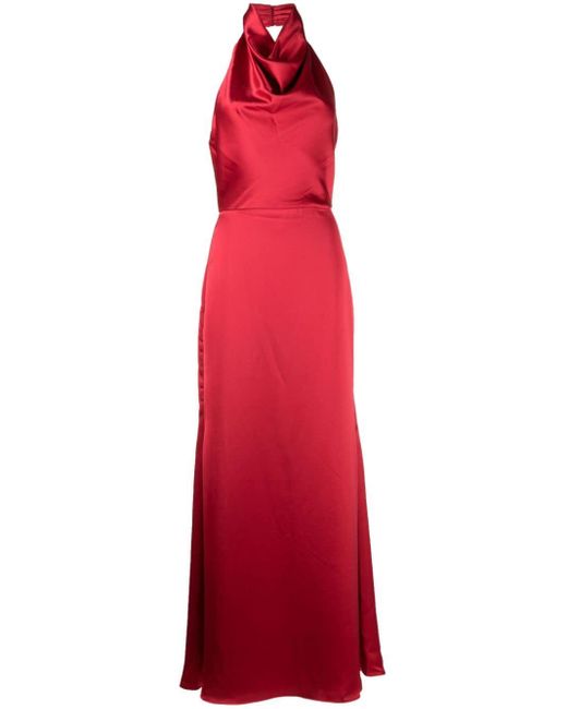Amsale One-shoulder Fluid Satin Gown in Red