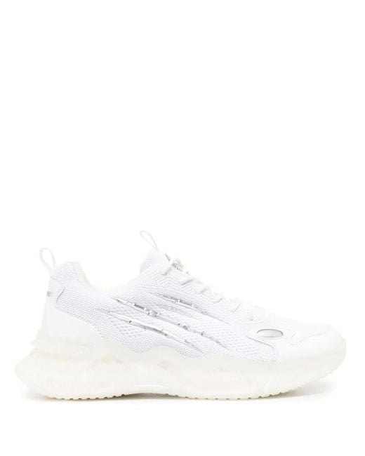 Philipp Plein White Runner Panelled Lace-Up Sneakers