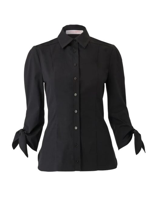 Carolina Herrera Black Tie-Sleeve Shirt