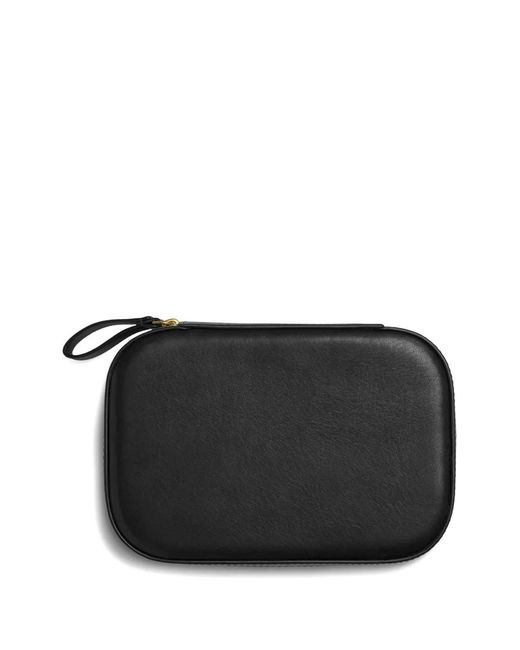 Shinola Black Leather Zip Travel Case