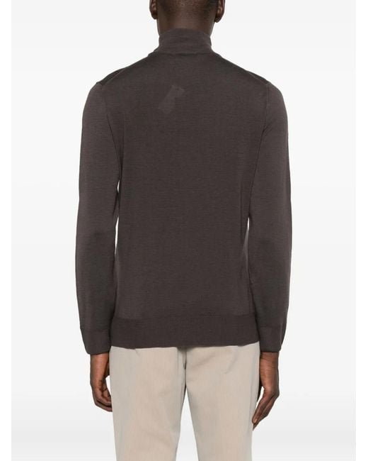 Canali Gray High-Neck Wool Sweater for men