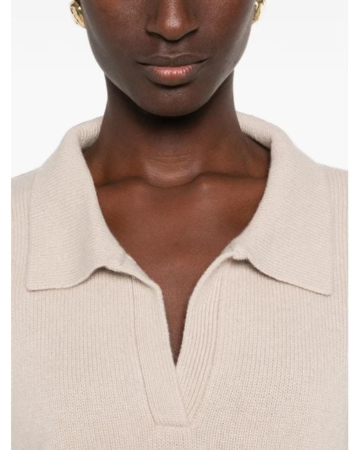 Soft Goat Natural Relaxed-Fit Polo Sweater
