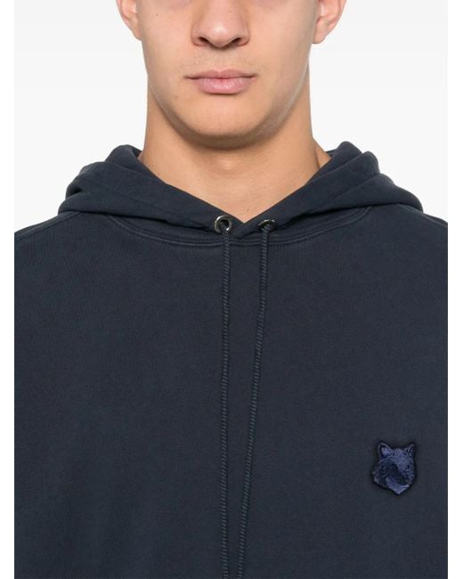 Maison Kitsuné Blue Bold Fox Head-Patch Hoodie for men