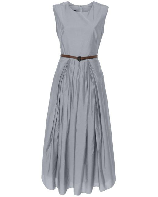 Robe mi-longue à design plissé Emporio Armani en coloris Gray