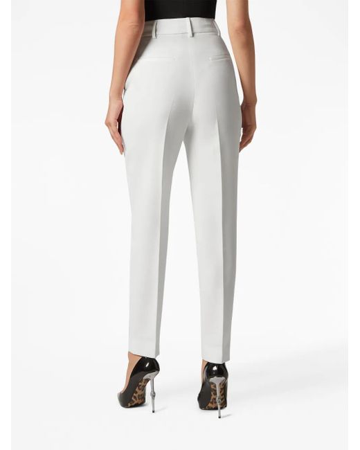 Philipp Plein White Cady Office Trousers