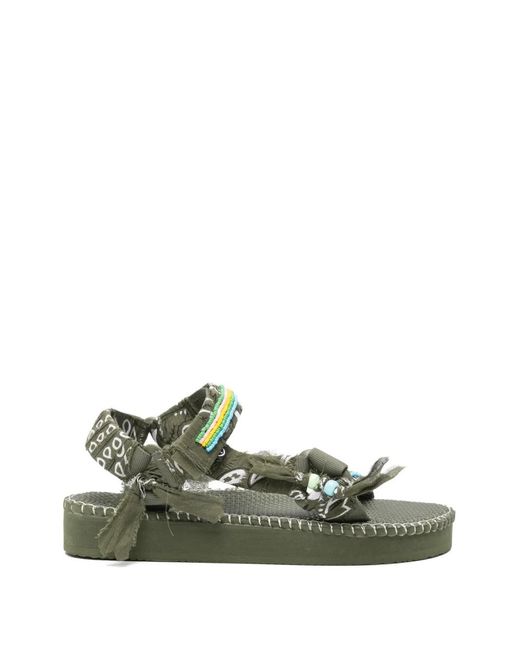 ARIZONA LOVE Green Trekky Stitch Bead-Embellished Bandana-Print Sandals