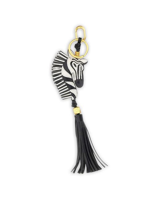 Gianni Chiarini White Zebra-Charm Tassel Keyring