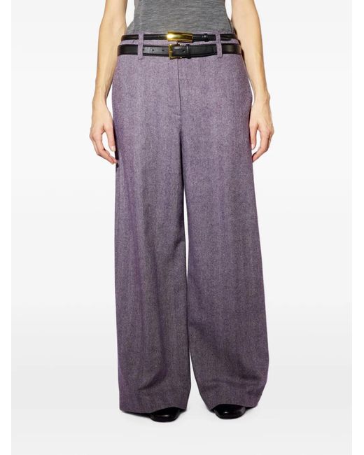 Liviana Conti Purple Herringbone-Pattern Palazzo Pants
