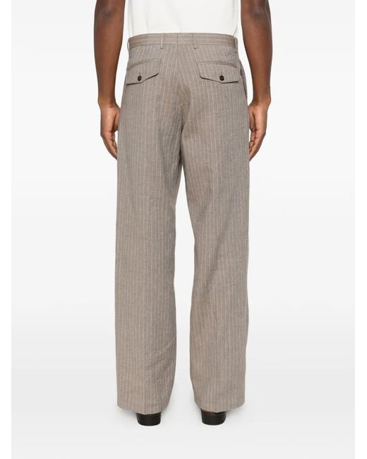 sunflower Gray Pinstripe Pleated Trousers for men