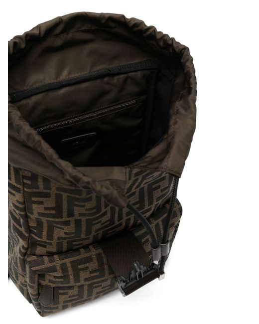 Fendi Black Monogram-print Backpack for men