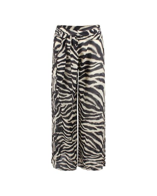 Ermanno Scervino White Zebra-Print Palazzo Pants