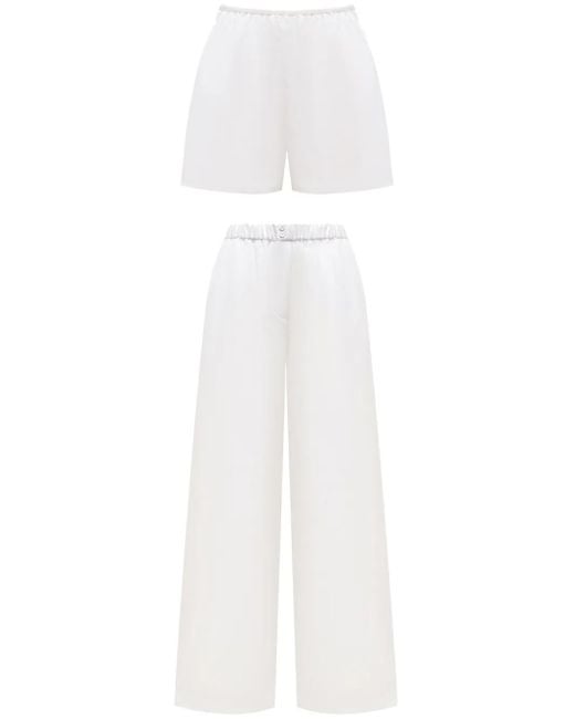 Pantaloni Semi Trasparenti A Gamba Ampia di 12 STOREEZ in White