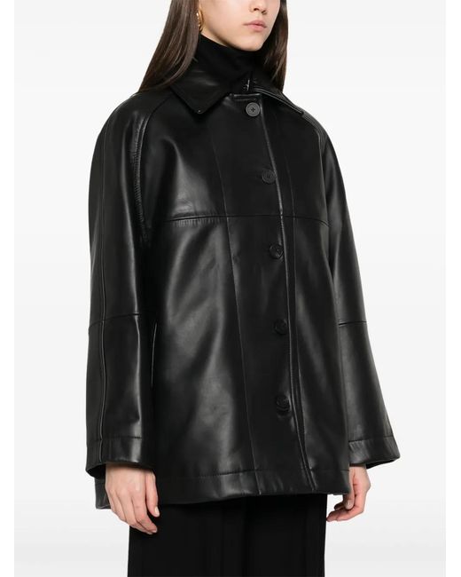 Studio Nicholson Black Ridger Leather Coat